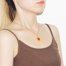 JunyiDIY Blood Thinner Life-Saving Medical Necklace Waterproof Immediate Medical ID Necklaces Gold-Plated Medical Alert Jewelry for GF BFF YA4678