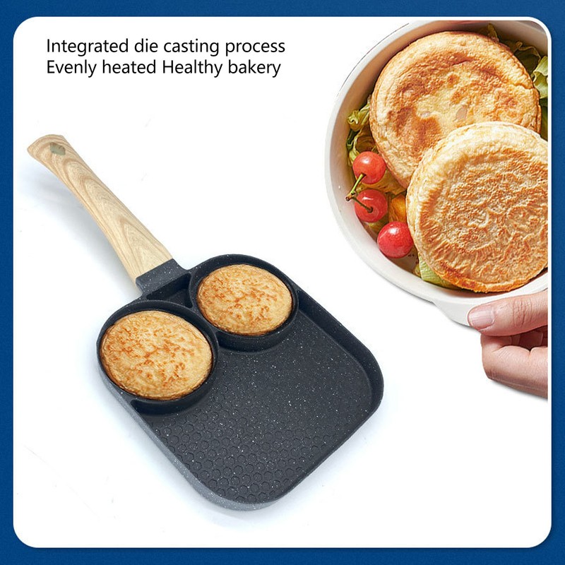 3 in 1 Breakfast Pan Prevents Stick Heat Resistant Divided