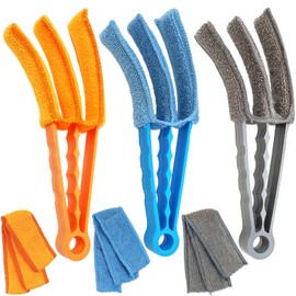 3 Pack Microfiber Feather Duster with 6 Microfiber Sleeves, Window Blind Cleaner, Blind Duster, Blinds Cleaning Tools