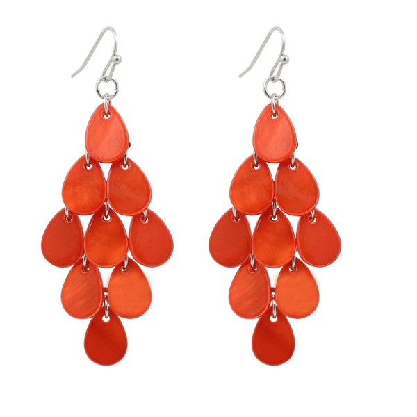 Xalroco Boho Colorful Sea Shell Teardrop Earrings Long Layered Rhombic
