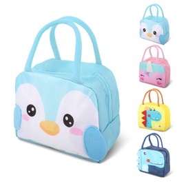 Viiotu Kids Lunch Bag for Girls Boys, Reusable Insulated Cooler Lunch Bag, Small Cute Lunch Bag for Picnic Travel School (Light Blue)