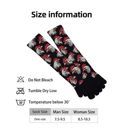 SnuYucto Funny Toe Socks for Men and Women, Novelty 5 Toe Design with Skull, Eyes and Chicken Pattern for Adults Gifts, Unisex Mid-Calf Sports for Running, Size 9-13, 3 Pairs