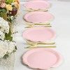 Houuqe 30pcs Pink Party Plates Scalloped Paper Plates 9 Inch