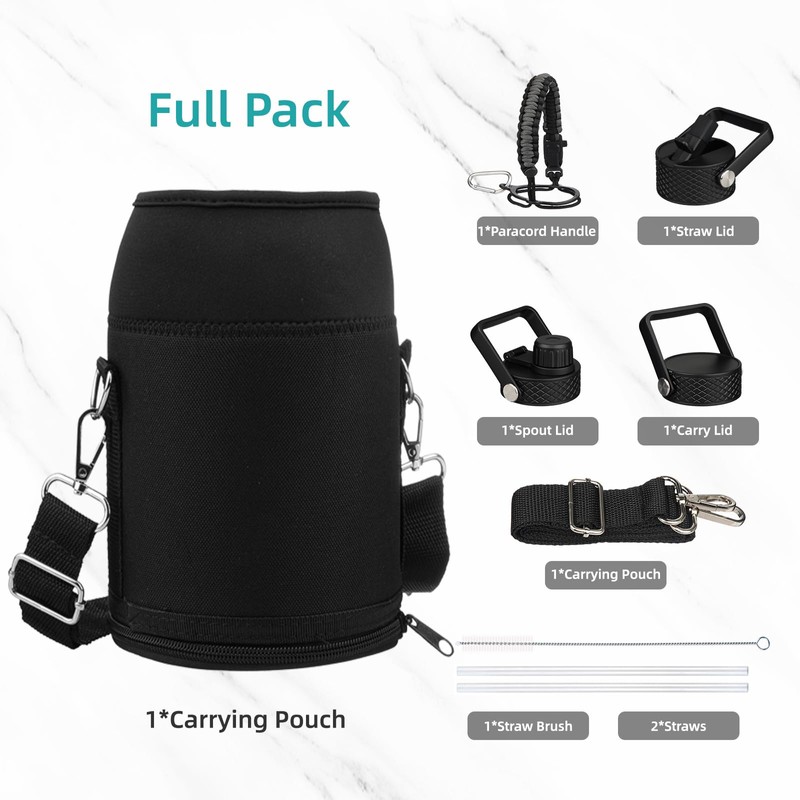 Konokyo Insulated Water Bottle with Straw,50 oz 3 Lids Water