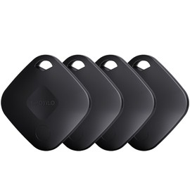 Yipoyilo Real-time Positioning Air Tracker Tag, Key Finder, Work with Google Find Hub(Only for Android, Not for iOS), Bluetooth Tracker for Luggage, Backpack etc, 4 Pack Black