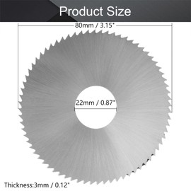 Utoolmart Circular Saw Blade 80mm x 22mm x 3mm 72T Cutting Saw Blade HSS Steel Round Slitting Saw Cutter