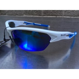 RAZE Eyewear Sunglasses Pursuit White Blue Mirrored Smoke Lens 35424