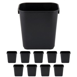 10 Pack! 7 Gallon Black Rectangular Wastebasket Restaurant Trash can Commercial Trash can Office Plastic Trash can Bathroom Garbage bin Rectangular Trash cans for Kitchen Janitorial Trash can