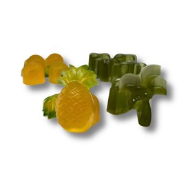 Set of 4 Mini Pineapple and Palm Tree Glycerin Soap in Solids and Swirls - Beach Decor - Party Favors