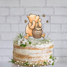 Winnie Cake Topper Welcome Baby Acrylic 5inch Cake Toppers Cupcake Toppers Classic Baby Shower Decorations Winnie Birthday Party Supplies