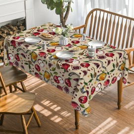 Horaldaily Rosh Hashana Tablecloth 52×70 Inch Rectangular, Jewish Shana Tova Apple Pomegranate Honey Food Washable Table Cover for Party Picnic Dinner Decor