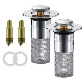 2PCS Stainless Steel Floor Drain Filter for Bathroom Sink, Sink Pop Up Drain Stopper