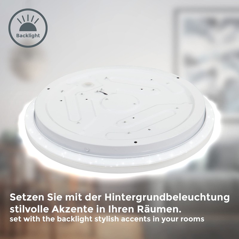 B.K.Licht - LED ceiling light with starry sky, indirect light,