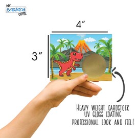 My Scratch Offs 50 Pack Dinosaur Island DIY Valentine's Day Scratch Off Cards & Stickers Tickets a Surprise for Custom Classroom Teacher Rewards for School Students