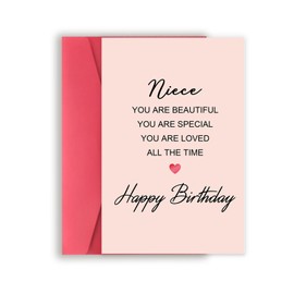 Missonemi Loveing Niece Birthday Card, Happy Birthday Niece Greeting Card from Aunt Uncle, Funny Niece Bday Gifts Idea, For the Most Beautiful Niece