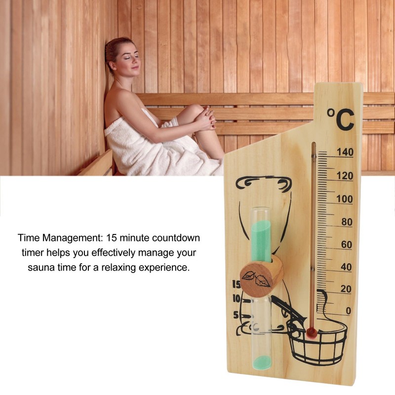 Aqur2020 Accurate Temperature Sauna Thermometer with 15 Minute Sand Timer,