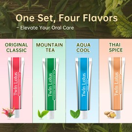 Twin Lotus Original Herbal Toothpaste - Travel Size 0.88 oz, Pack of 4 - Fluoride-Free, Natural Oral Care, Freshens Breath