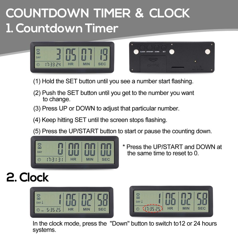 A AIMILAR Digital Countdown Days Timer - AY4053-Black Upgraded Big