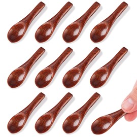 Katyjun Pack of 11 Mini Spice Spoons, 6 cm Wooden Spoons, Small, Small Wooden Spoons