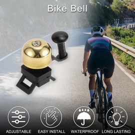 TUCKBOLD MTB Mountain Bike Road Bike Bicycle Trigger Bell Clean Sound Quick Release Strap Design Adjustable Cycling Handlebar Bell Gold Tone for Adults