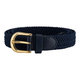 Streeze Ladies Stretch Belts - 5 Sizes Elasticated Woven Braided Fabric. 1 inch Wide with Gold Buckle (X Large, Navy)