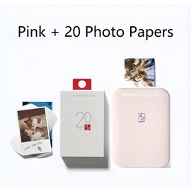 HPRT Pocket Mobile Smartphone Photo Printer - Portable Mini Color Wireless Mobile Printer - Zink 2x3” Sticky-Back Photos - Bluetooth Compatible with iOS & Android Devices:_Pink + 20 Photo Papers