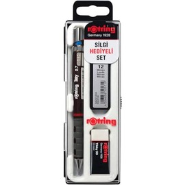 Rotring Tikky - Set de lápices mecánicos, HB 0.7 mm, burdeos, incluye 12 minas y goma