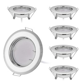 HCFEI Set of 6 LED Recessed Spotlights Ultra Flat with LED Spot Module 230 V I 3 W 320 lm I Warm White 3000 K I 120° Beam Angle I Dimmable I Polished Chrome I 55 mm Installation Hole I Recessed Light