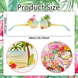 Qpout 24pcs Flamingo Party Decorations Eyeglasses,Fancy Aloha Party Tropical Paper Photo Props Glasses Frame for Summer Hawaiian Party Themed Favors Supplies