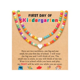 Kidbbi First Day of Kindergarten Gift Back to School Necklace Mommy and Me First Day of School Mom and Daughter Mother Back to School Gifts