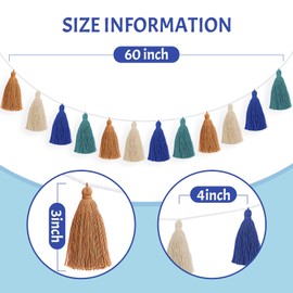 4 Guirnaldas de Borlas Bandera de Borla Colorida Guirnalda Navidad de Fieltro Colgante, Preensamblado (Marrón, Beige, Verde Oscuro, Gris Azulado, 3.1 Pulgadas)