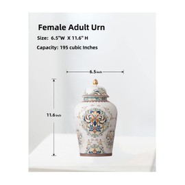 NS Online Female Urn for Adult Ashes-Ceramic Persia Flowers Large Urn for Human Ashes, Painted Enamel Urn of Women/Male， Hold 200 Cubic inches