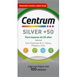 Centrum Silver +50 Multivitaminico, Con Vitamina B, Vitamina C, 100 Tabletas