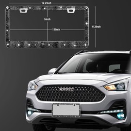 Black Bling License Plate Frame 2 Packs Rhinestone License Plate Frame Sparkle License Plate Holder Glitter Bedazzled Crystal Car License Plate Frame