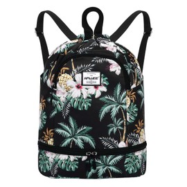 HAWEE Waterproof Drawstring Backpack with Inner Pocket Large Gym Bag Drawstring Daypack Drawstring Bag Sports Bag Unisex for Women Men Travel Everyday School Outdoor Yoga Swimming Beach, Coconut tree,