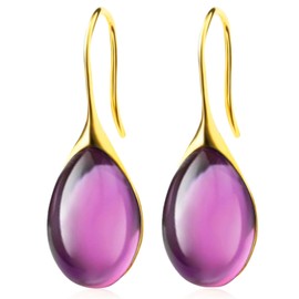 JIMARIN Lightweight Vintage Sparkly Crystal Rhinestone Teardrop Dangle Drop Earrings Bohemian14K Gold Geometry Hook Earring for Women (Gold Purple)