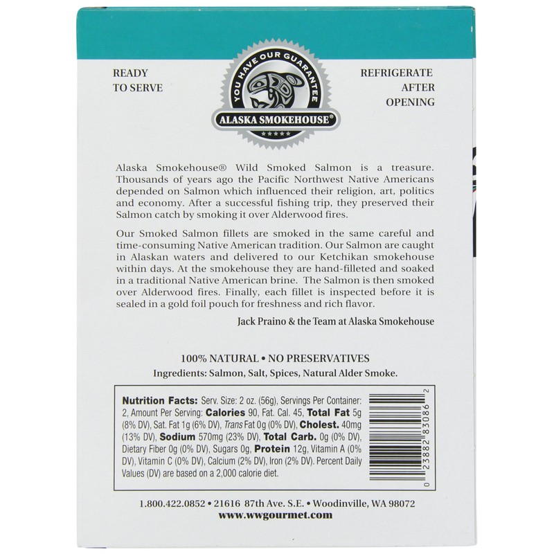 Alaska Smokehouse Premium Smoked Salmon, 4 Ounce Gift box