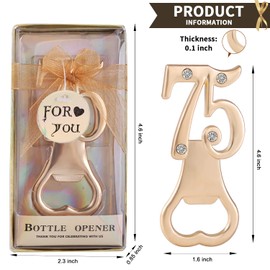 36 pack 75th Birthday Bottle Opener for 75th Birthday Party Favors 75th Wedding Anniversaries Souvenirs Favors Gifts Decorations (36, Golden-75th)