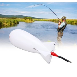 Fishing Spod Bomb, PP Portable Bait Launcher Carp Feeder Large Bomb Float Bait Holder Fishing Feeder Good Airtightness Nesting Tool for Fishing (White)
