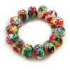 Avalaya Chunky Wooden Bead Colour Fusion Flex Bracelet (Multicoloured) -