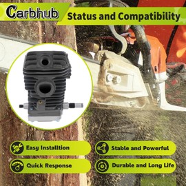 Carbhub 42.5mm Cylinder Assembly for STIHL 023 025 MS230 MS250 Chainsaw with Spark Plug Replacement Crankcase Connector