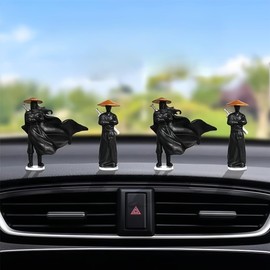 ZHU IN SY Car Dashboard Decorative Figurines, 3-Piece Martial Arts Swordsman Set, Desktop Computer Monitor Ornaments (3 Pcs Swordsman)