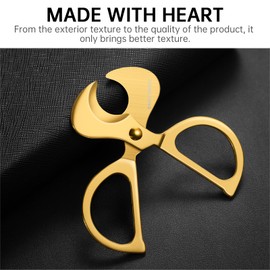 CIGARLOONG Cigar Cutter Stainless Steel, Sharp Blade Handheld Guillotine Scissors, Pocket Suitable for Most Size of Cigars, Cigar Tool (Gold)