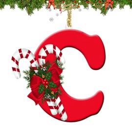Letter Christmas Tree Hanging Ornaments, Christmas Letters Ornaments Letters Decorative Hanging Xmas Alphabet Letters for Christmas Tree (C)