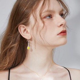 Opal Earrings for Women 925 Sterling Silver Yellow Opal Earrings Teardrop Drop Earrings Hypoallergenic Opal Jewellery Gifts for Girl