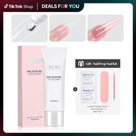 AILLSA Solid Gel Nail Glue 15g/30g UV Lamp Curing Needed Soak Off Long Lasting super strong nail glue for Clear Nail Tips Acrylic Nail Extension Fake Nail Press-ons Nail Care Manicure Cosmetic Outdoorfun Summer nail supplies dealsforyoudays:_30g