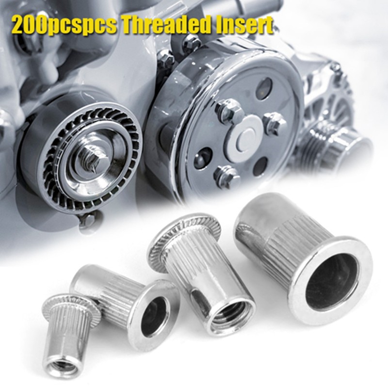 200pcspcs Threaded Insert M3, M4, M5, M6 304 Stainless Steel