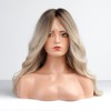 EMMOR Blonde Lace Front Wig Long Wavy Ombre Platinum Blonde