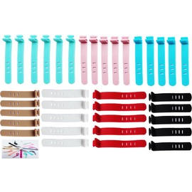 FAGEGFA 35pcs Data Cable Silicone Cable Ties 3 Holes 4 Hole Cable Ties Silicone Cable Ties Round Head Large Round Holes