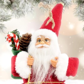The Magic Toy Shop Standing Santa Claus Figure 10" - Suitable for Standing or Hanging - Father Christmas Figures Christmas Ornaments for the Home Christmas Hanging Ornament Xmas Decorations